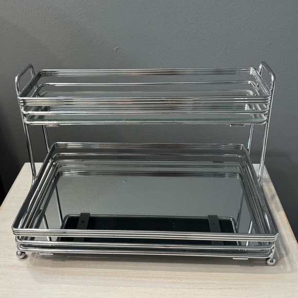 Vintage Other - Two Layer Vanity Mirror Silver Display Tray Organizer